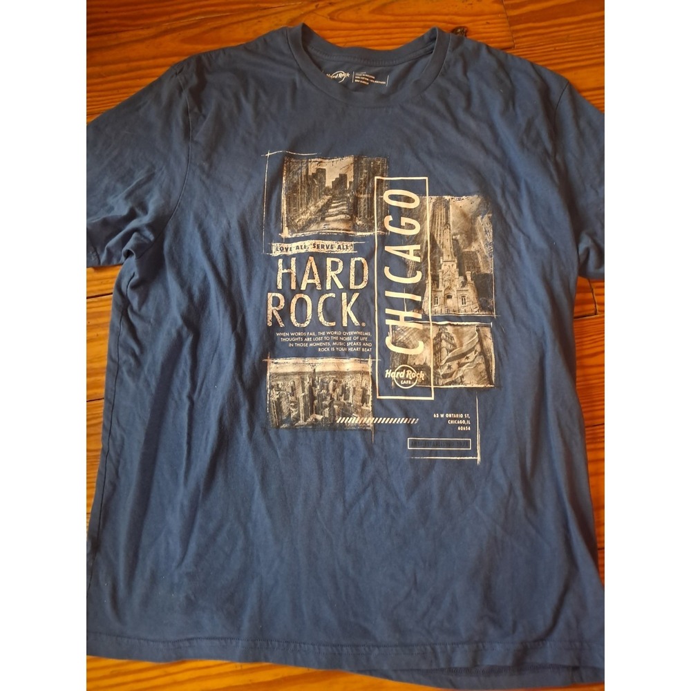 Unisex Vivid Blue Chicago Hard Rock Cafe Short Sleeve T Shirt Size Small 2x 5a